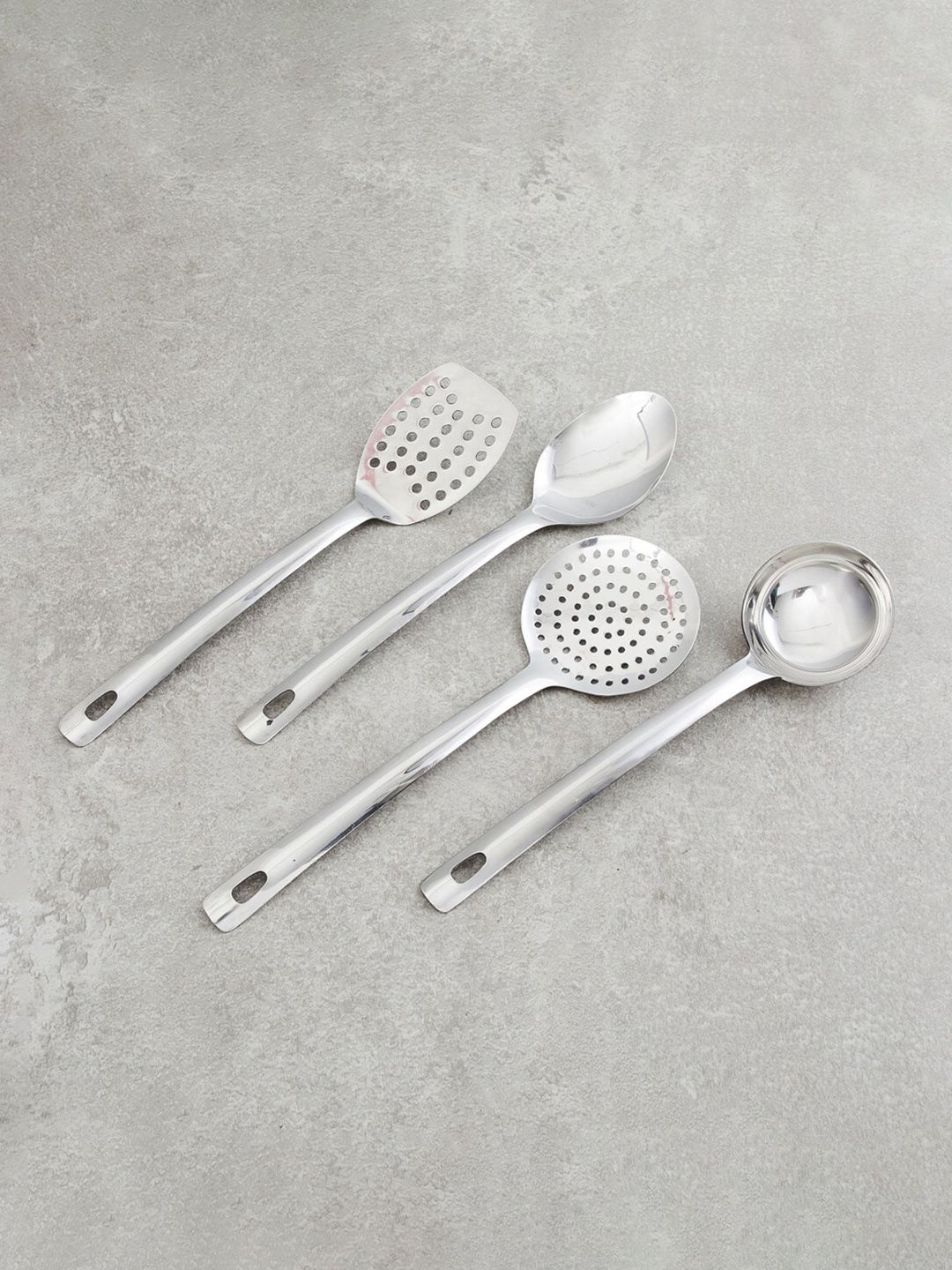 Home Centre Set of 4 Silver-Toned Solid Stainless Steel Kitchen Utensils Price in India