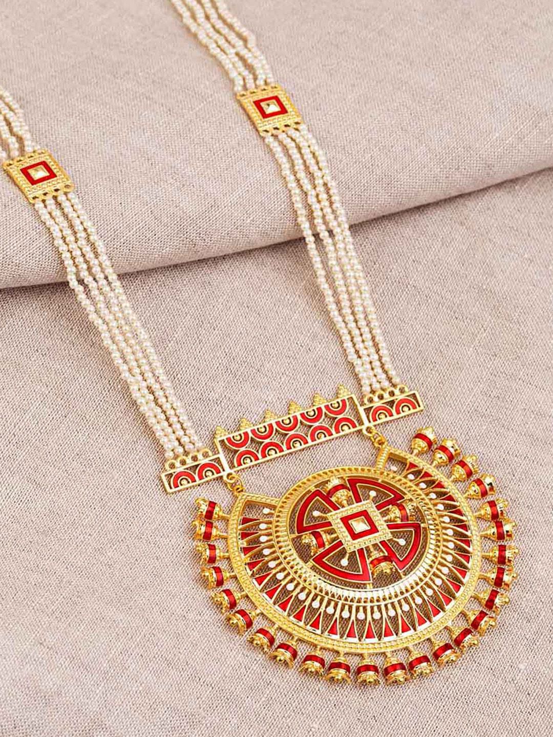 Studio Voylla Gold-Toned & White Brass Gold-Plated Necklace Price in India