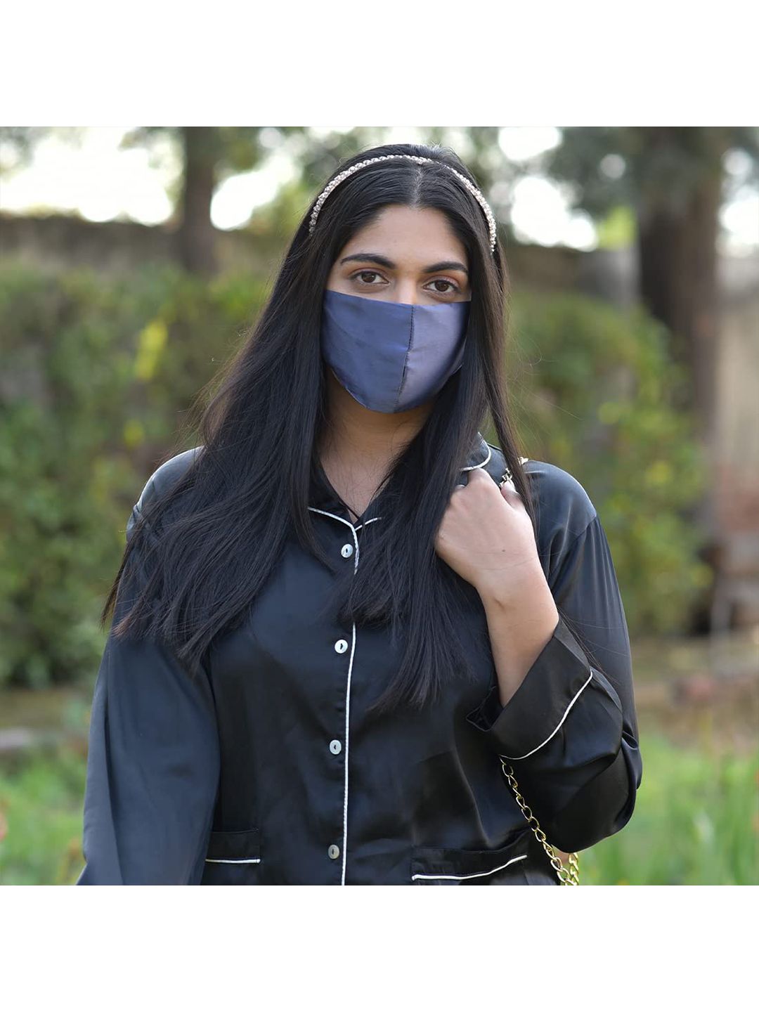 Furbo Blue Pure Mulberry Silk Cloth Face Mask Price in India