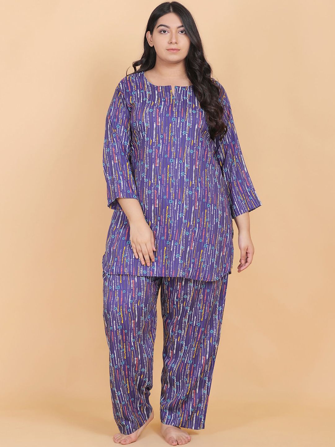 LastInch Women Navy Blue Printed Night suit Price in India