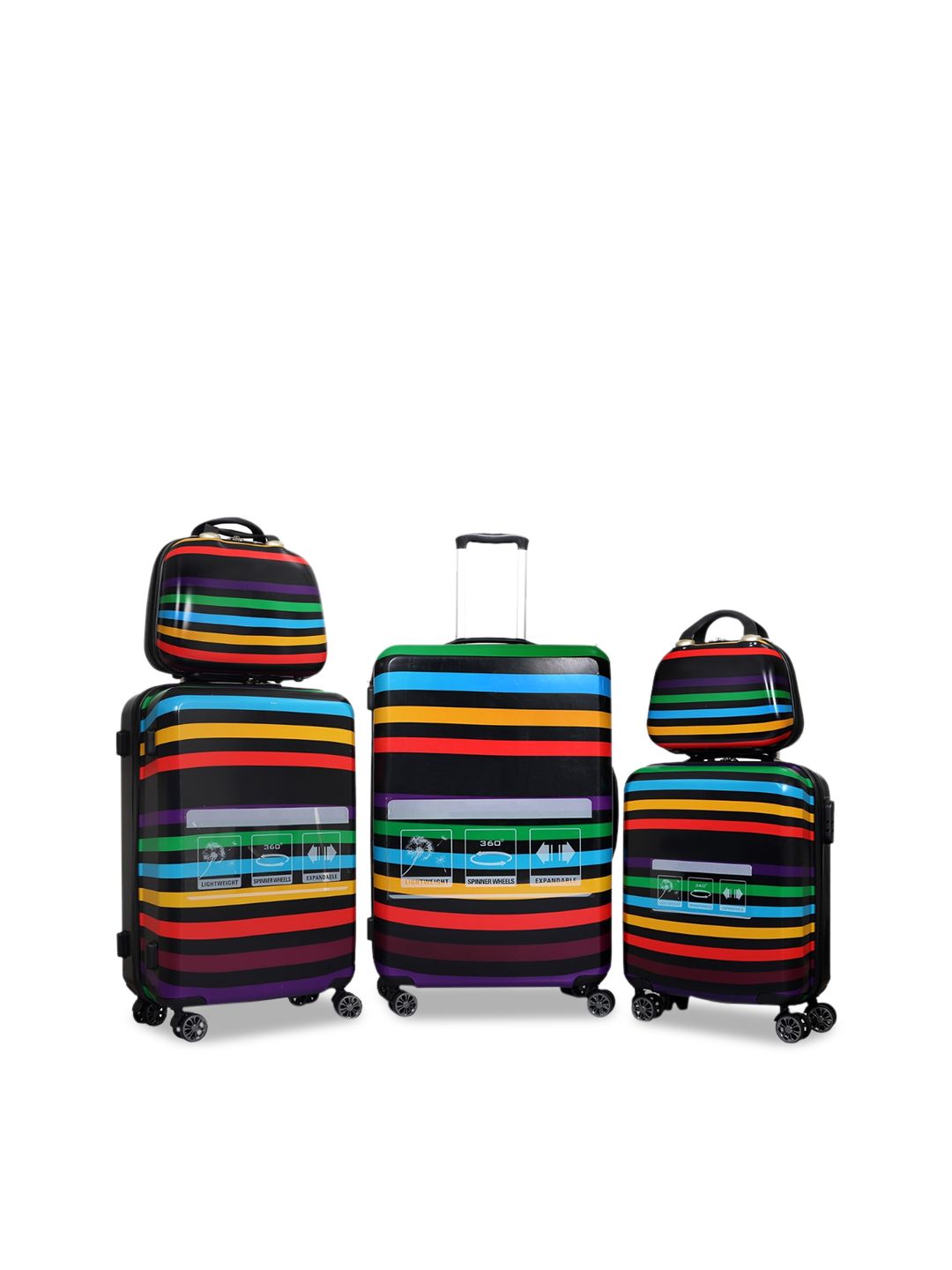 Polo Class Set of 5 Black Printed Travel Bags Price in India