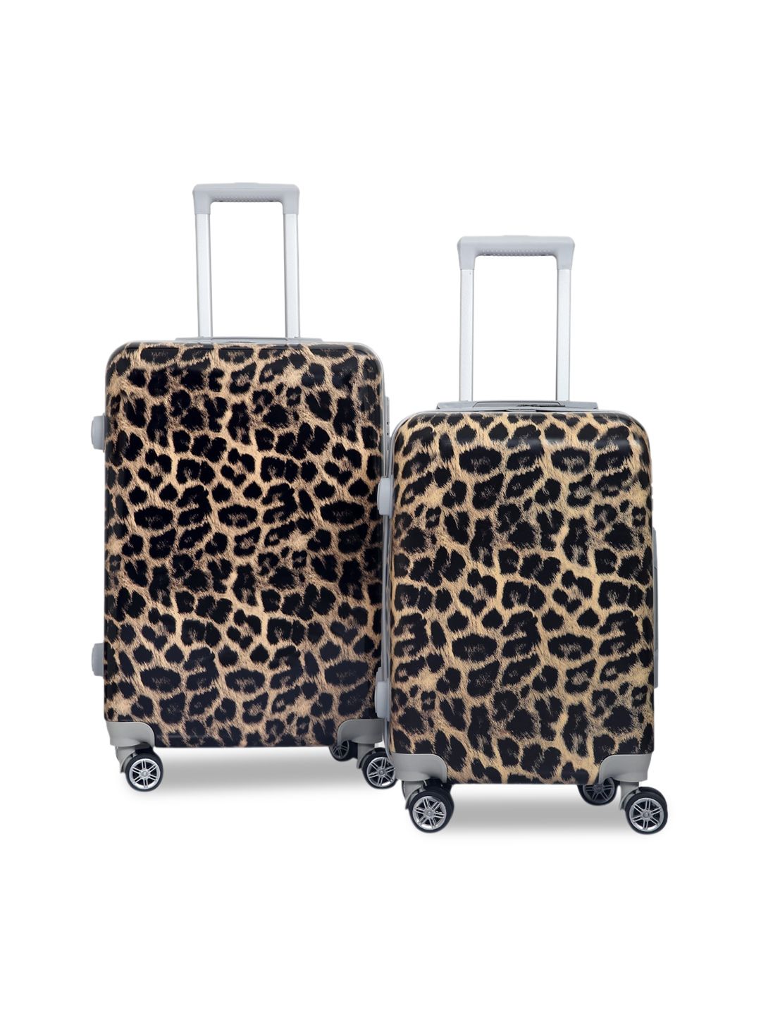 Polo Class Pack of 2 Black & Beige Printed Trolley Bags- 20 & 24 inch Price in India