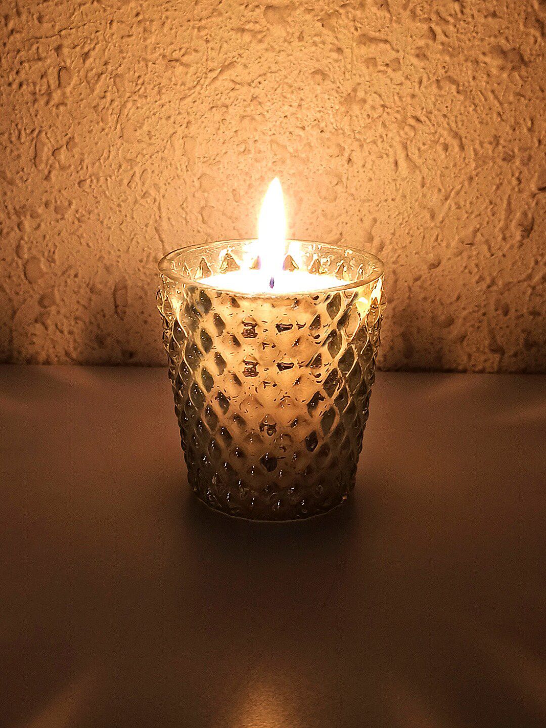StyleMyWay Transparent Textured Glass Wax Candle Price in India