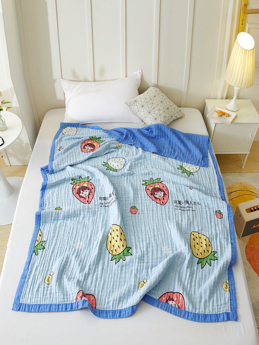 JC Collection Blue & Yellow Summer 300 GSM Single Bed Blanket Price in India