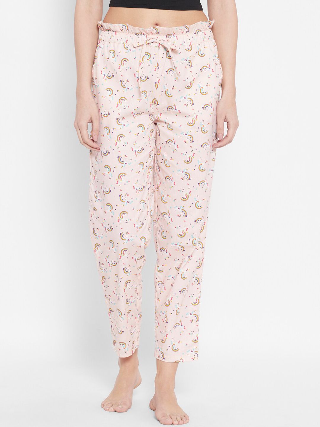 HOUSE OF KKARMA Women Peach Printed Lounge Pants Price in India