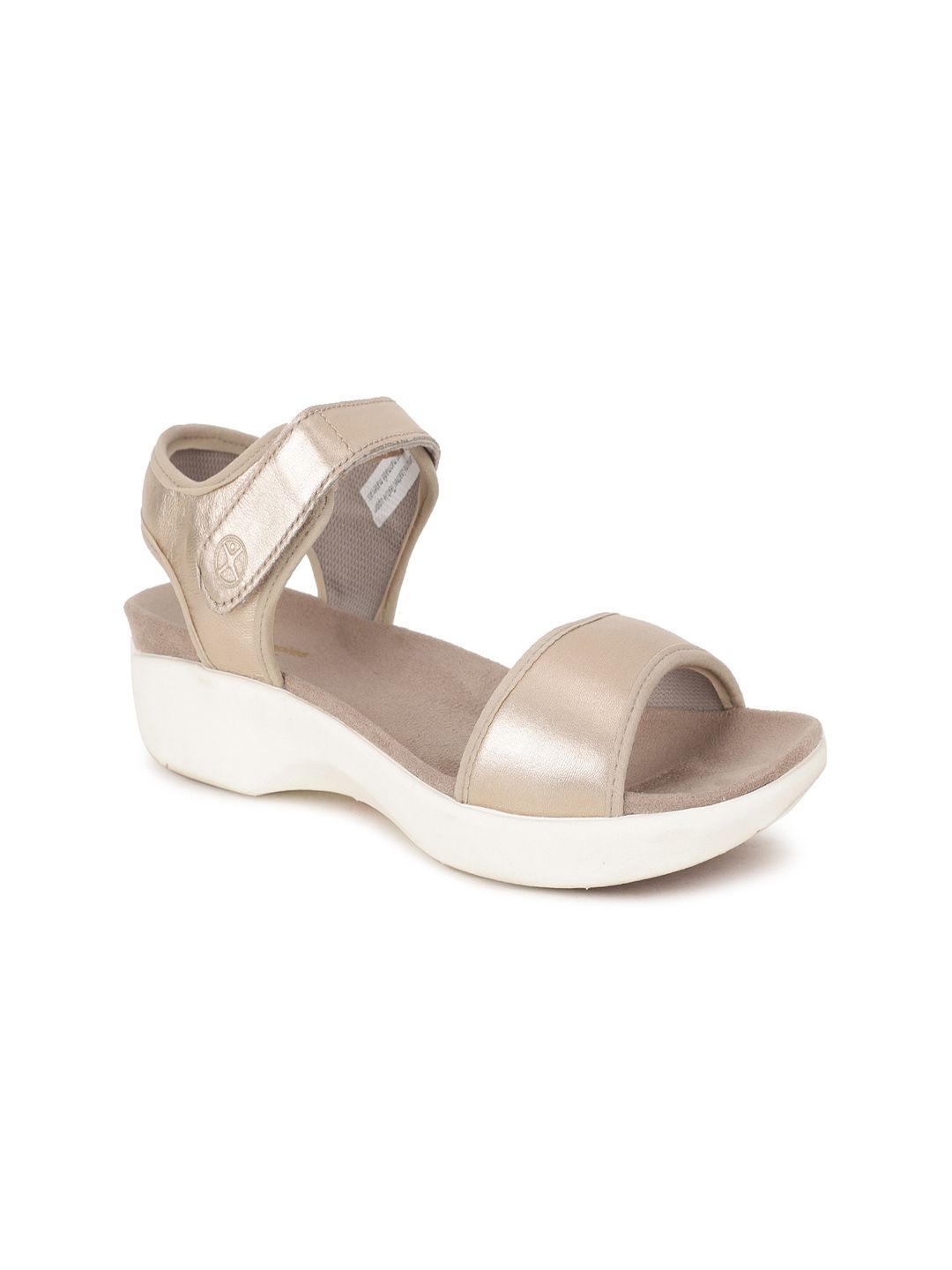 Hush Puppies Silver-Toned Leather Wedge Peep Toes with Buckles Price in India