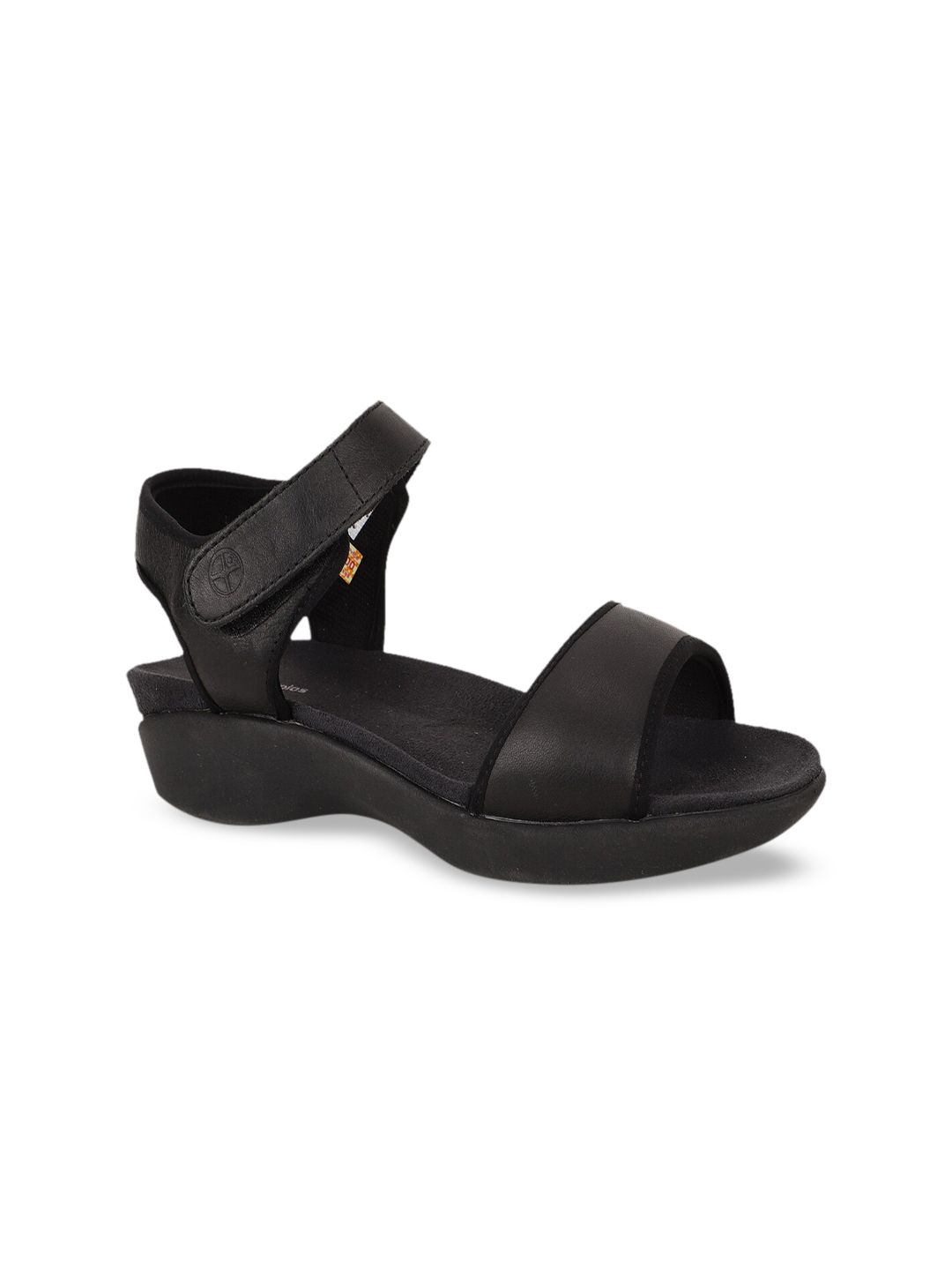 Hush Puppies Black Leather Wedge Sandals Price in India