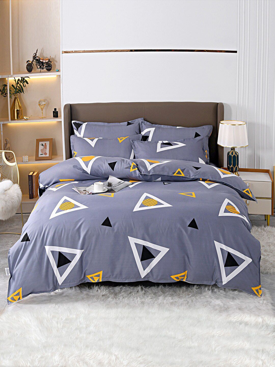 JC Collection Grey Printed Bedding Set Price in India
