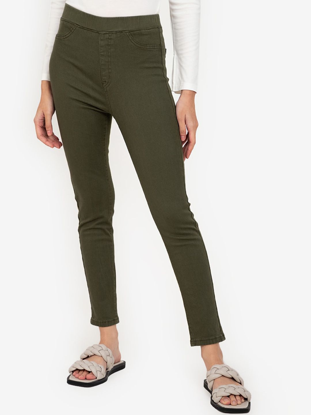 ZALORA BASICS Women Green Super Skinny Fit Jeans Price in India