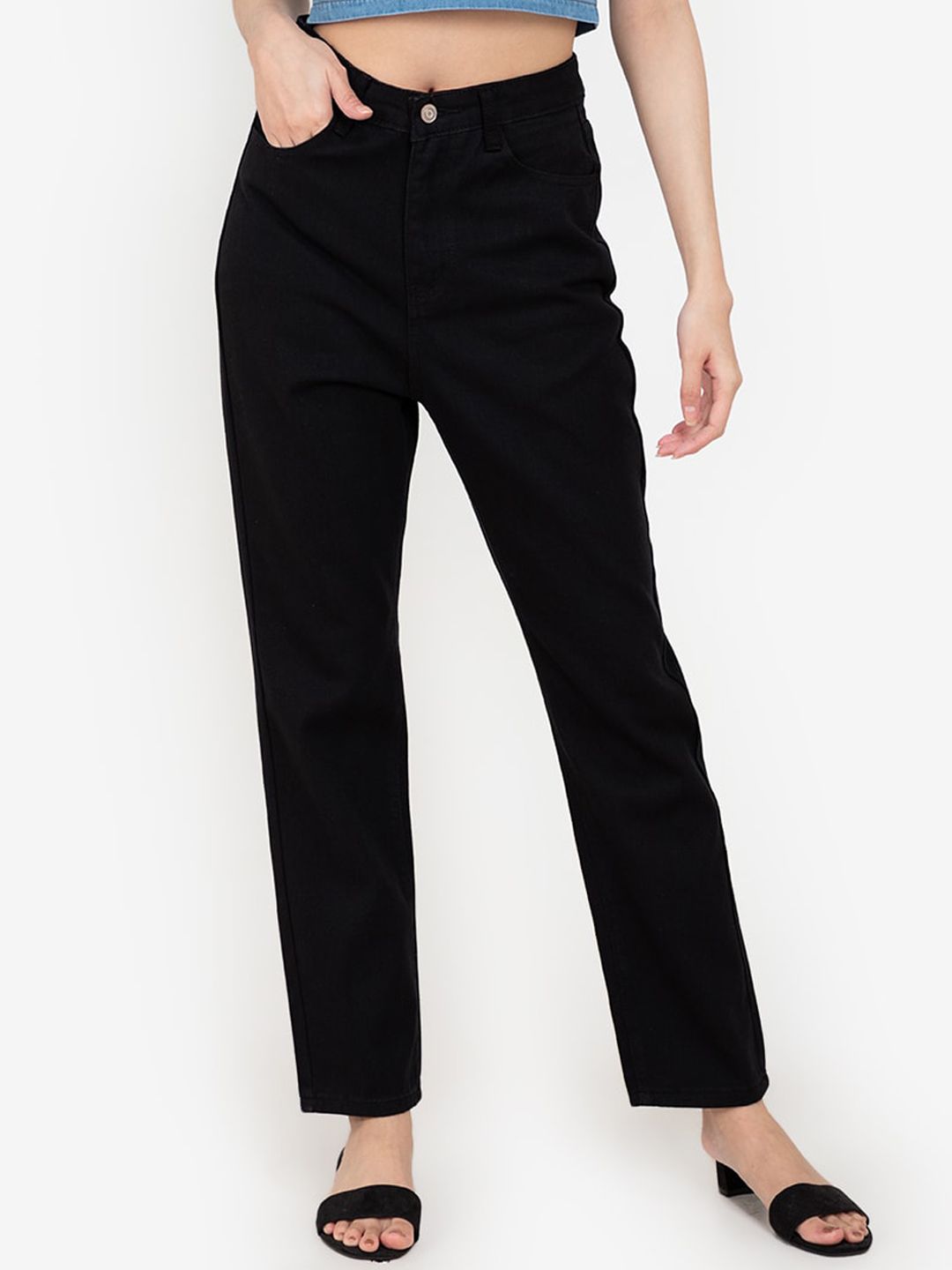 ZALORA BASICS Women Black Mid-Rise Mom Fit Jeans Price in India