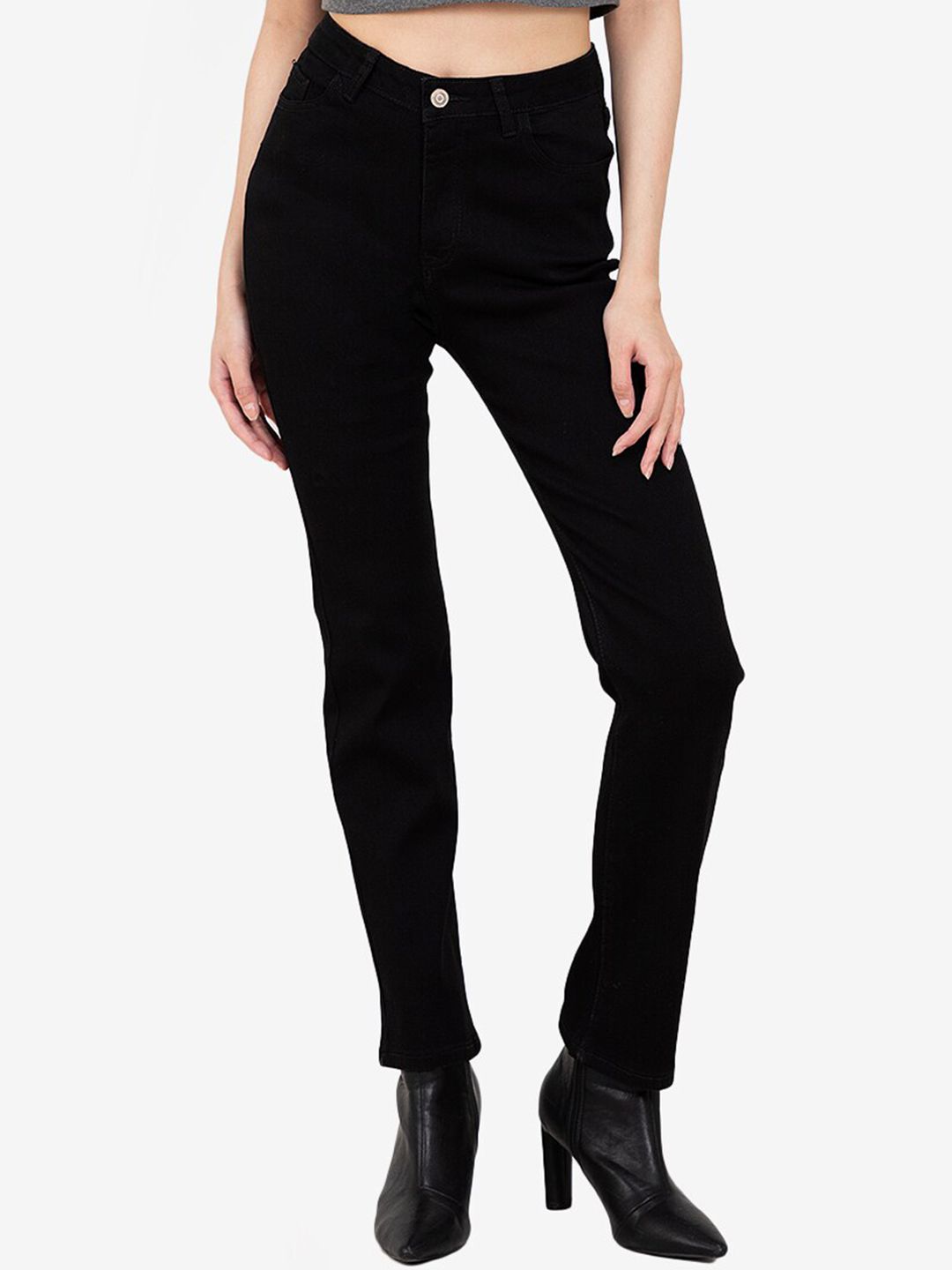 ZALORA BASICS Women Black Slim Fit High-Rise Jeans Price in India