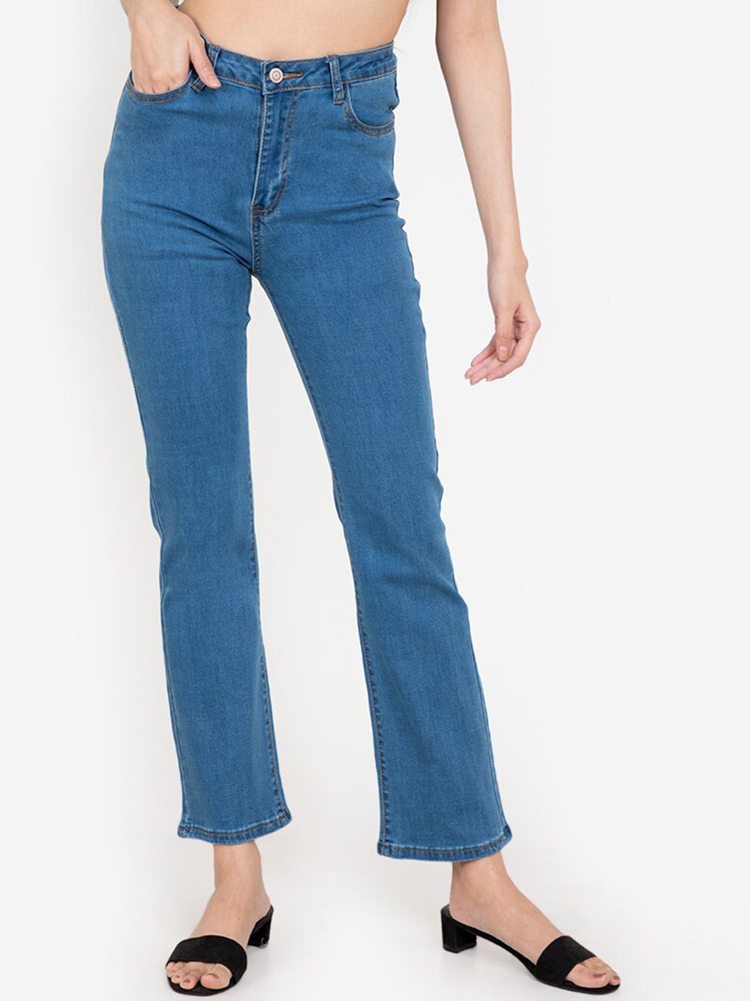 ZALORA BASICS Women Blue Slim Fit High-Rise Boot Cut Jeans Price in India