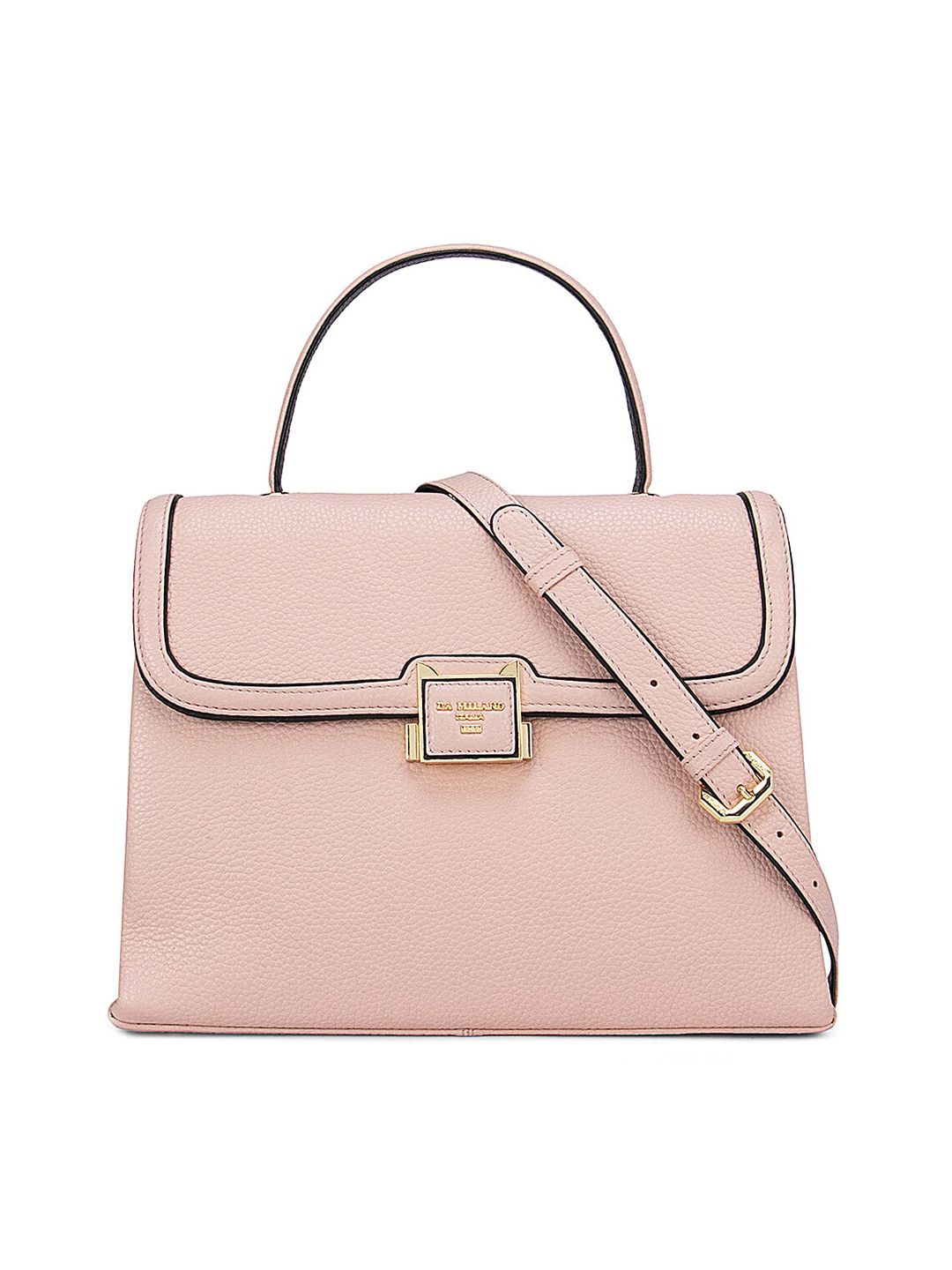 Da Milano Pink Leather Structured Satchel Price in India