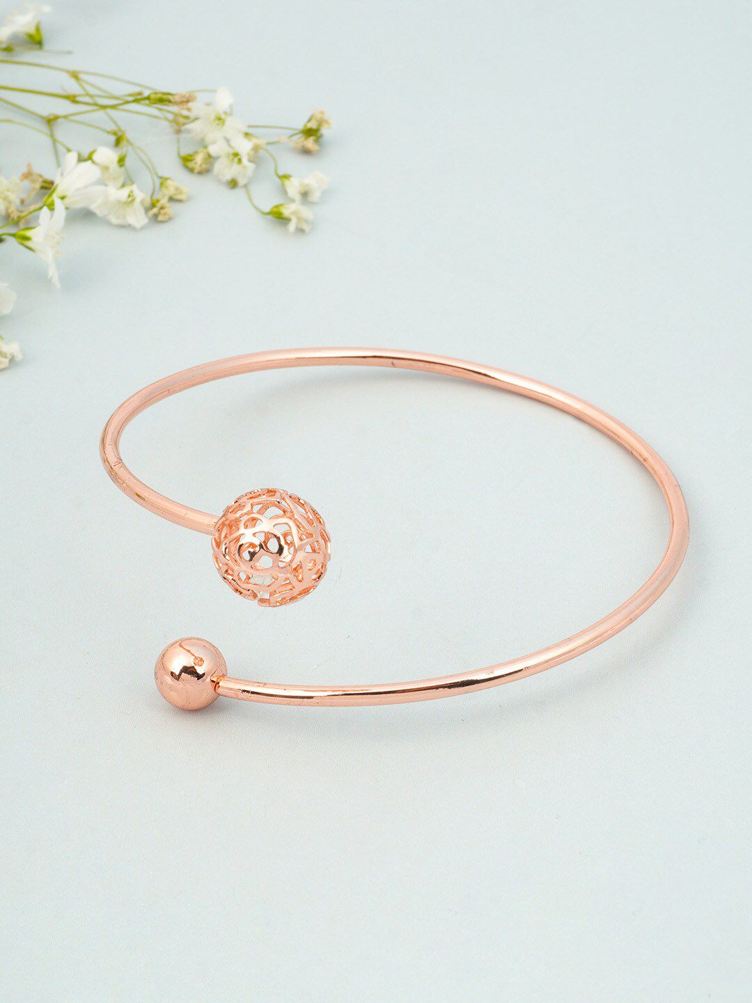 Ferosh Women Rose Gold & White Cuff Bracelet Price in India