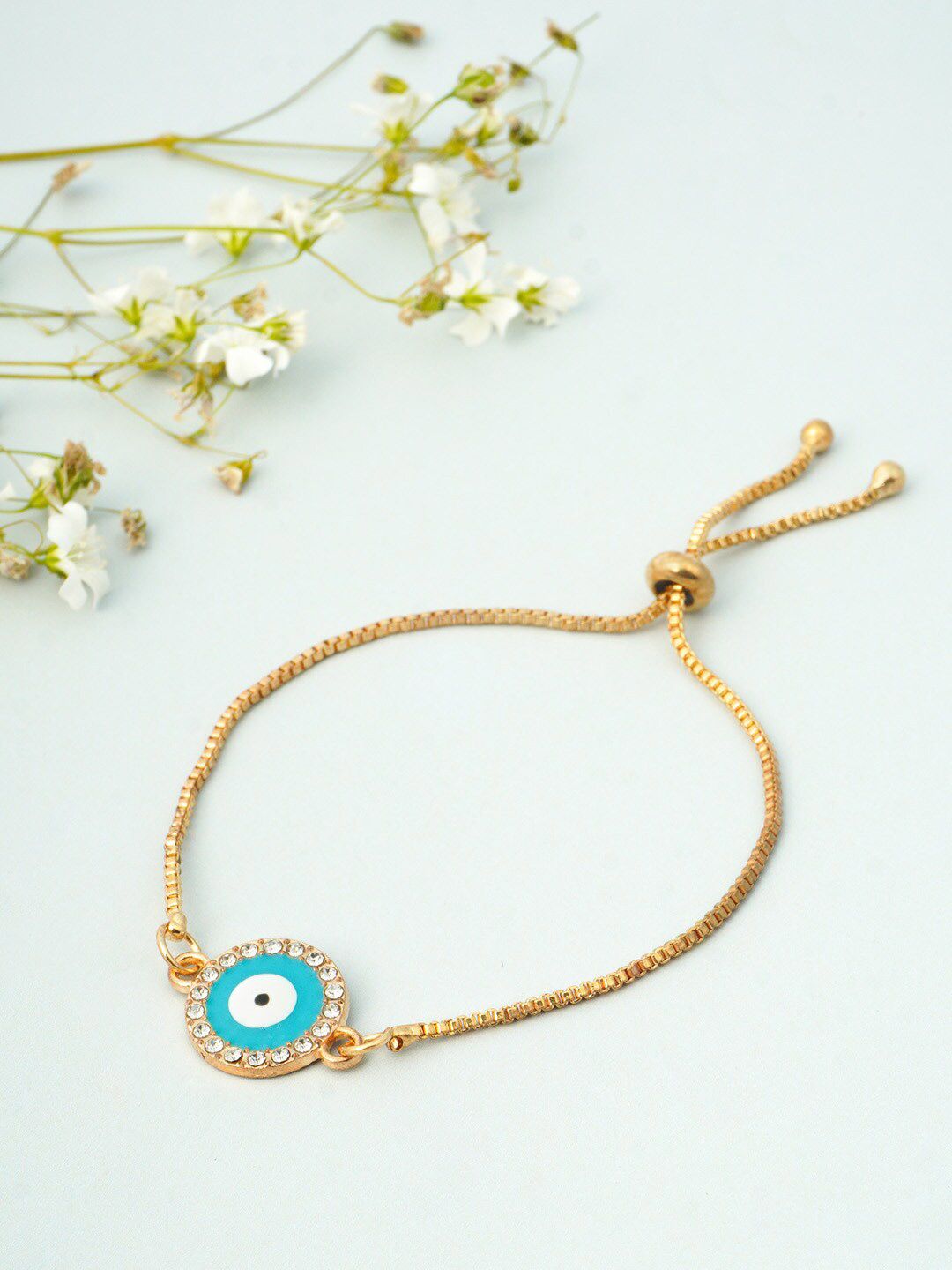 Ferosh Women Gold-Toned & Blue Charm Bracelet Price in India