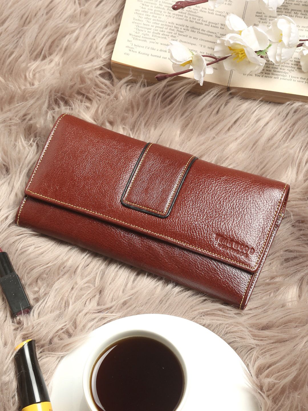 Teakwood Leathers Women Brown Leather Two Fold Wallet Price in India