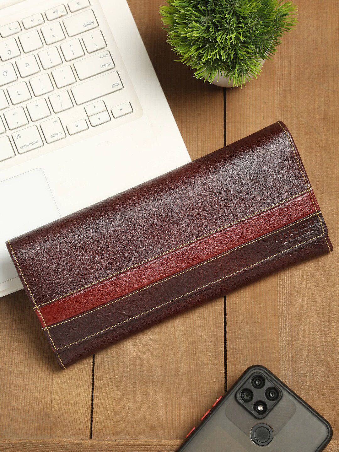 Teakwood Leathers Women Maroon Leather Two Fold Wallet Price in India