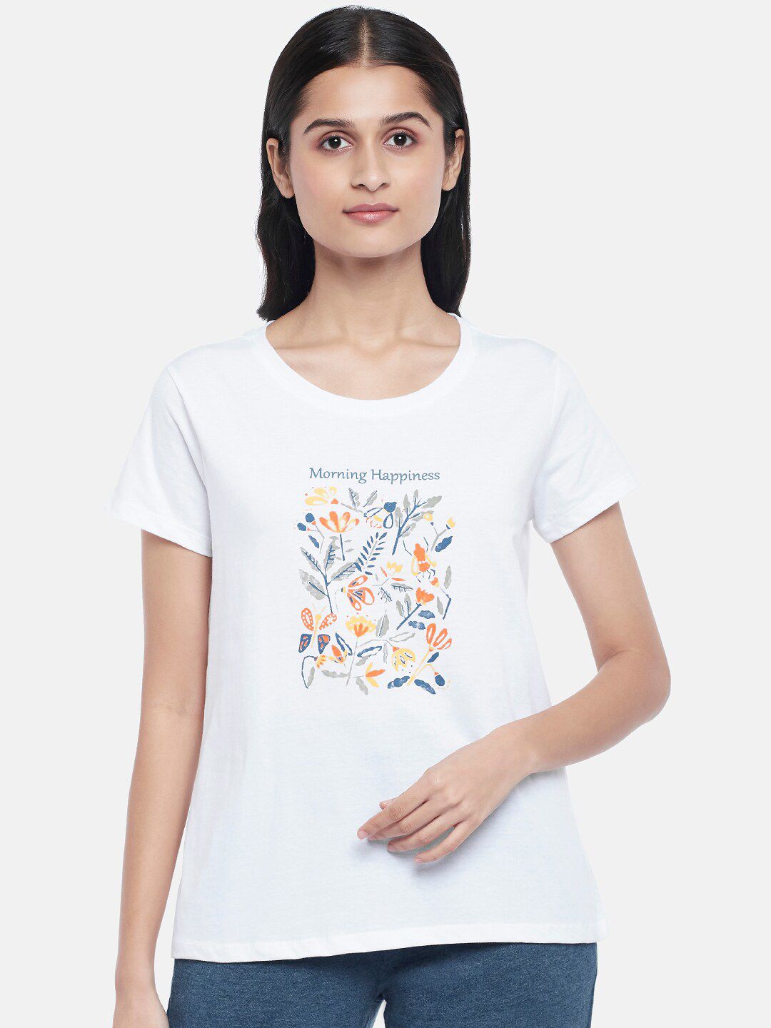Dreamz by Pantaloons White Typography Printed Lounge tshirt Price in India