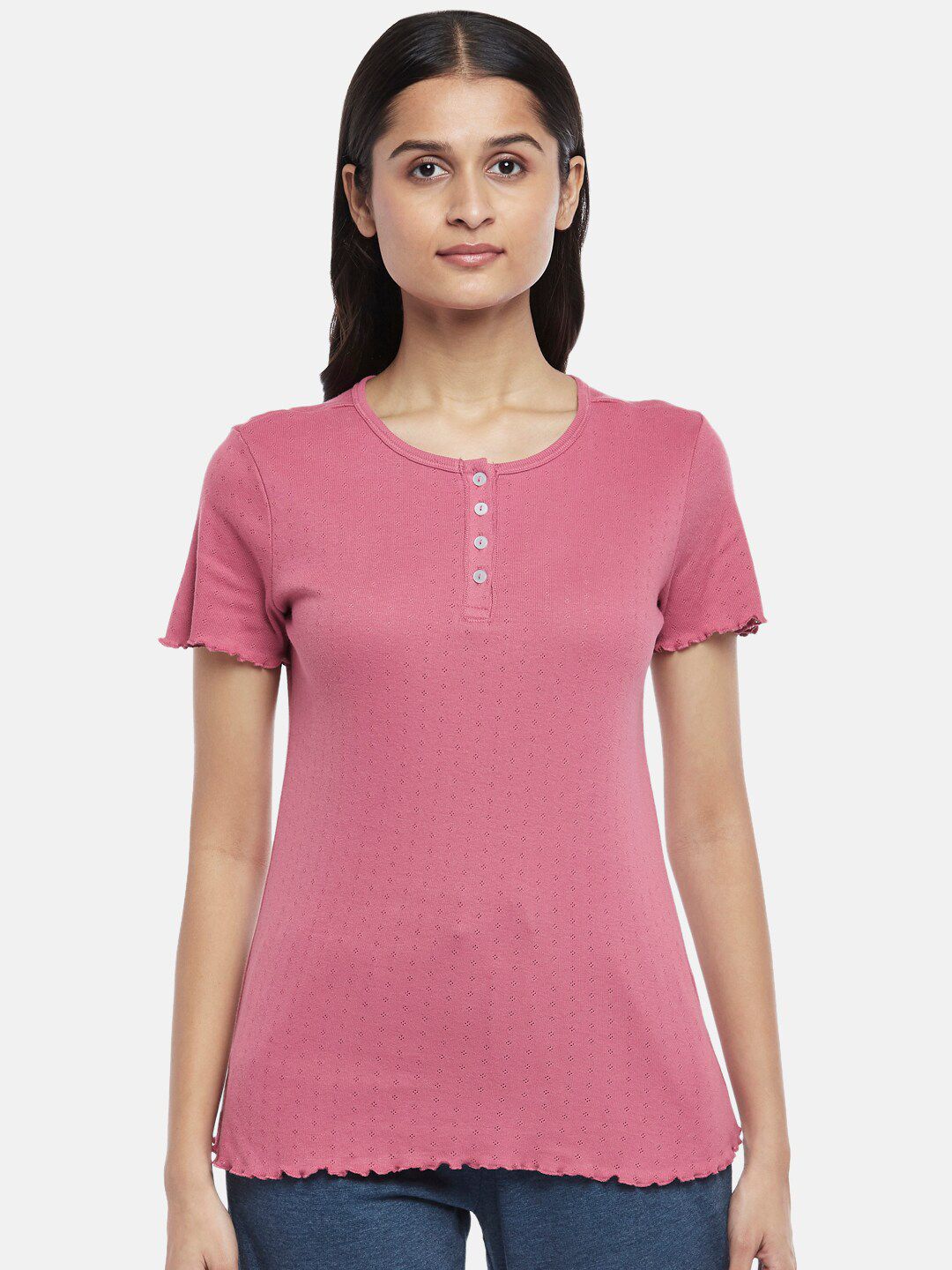 Dreamz by Pantaloons Pink Pure Cotton Lounge T-Shirt Price in India