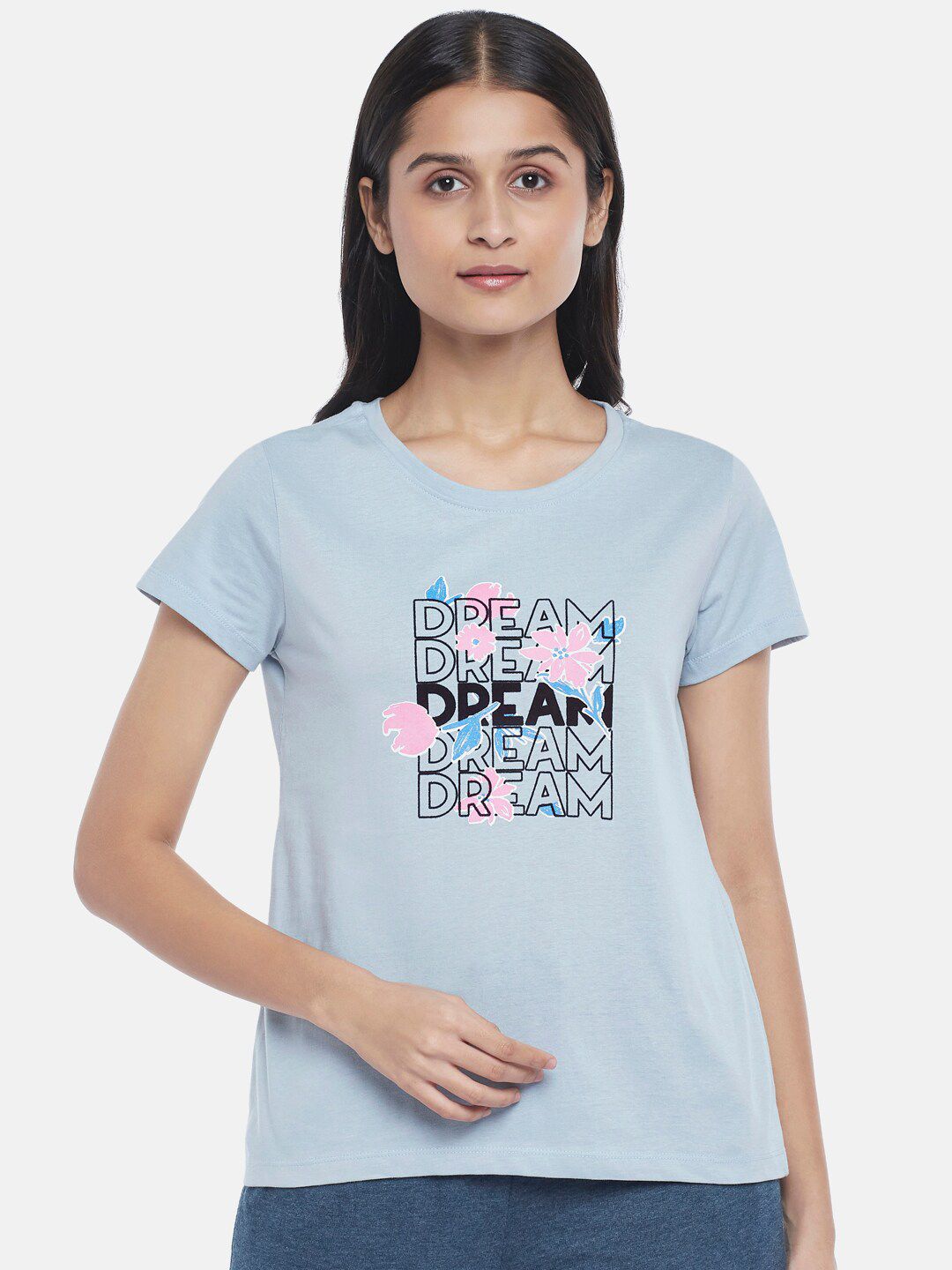 Dreamz by Pantaloons Blue Print Lounge tshirt Price in India