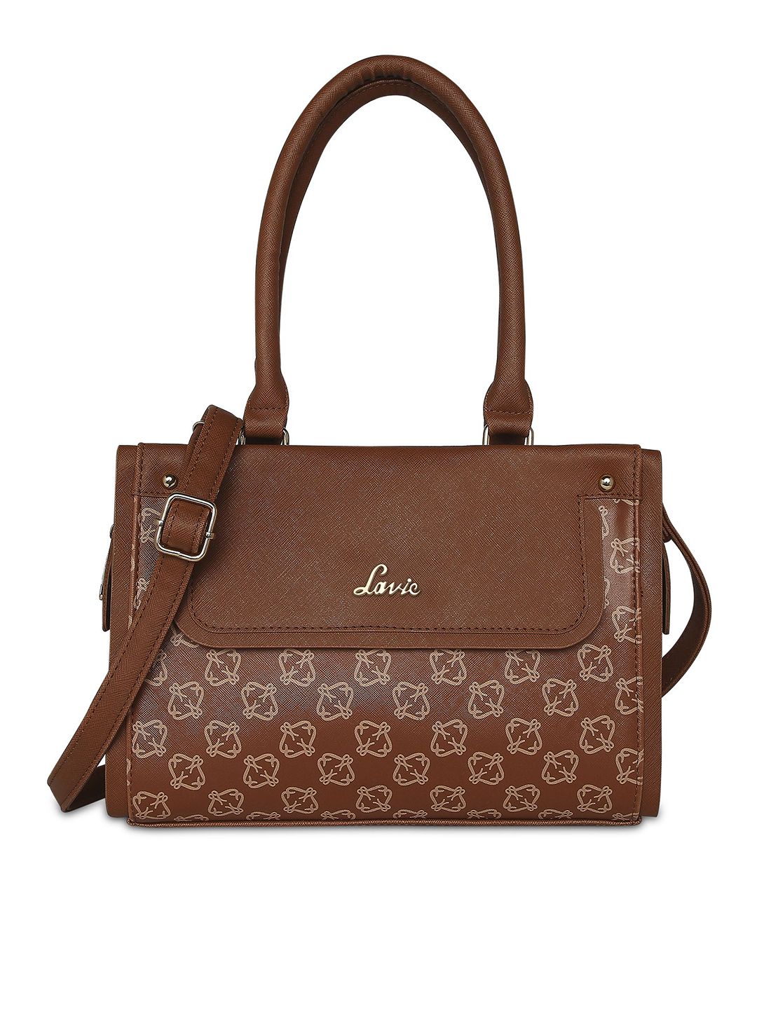 Lavie Women Brown Printed Structured Handheld Bag Price in India