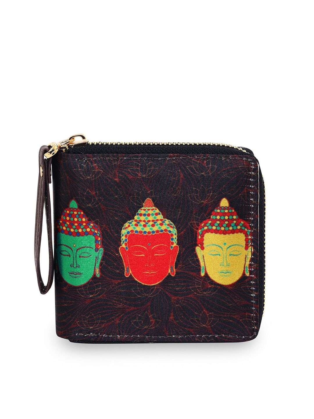 Sabhyata Women Brown & Black Ethnic Motifs Printed Two Fold Wallet Price in India