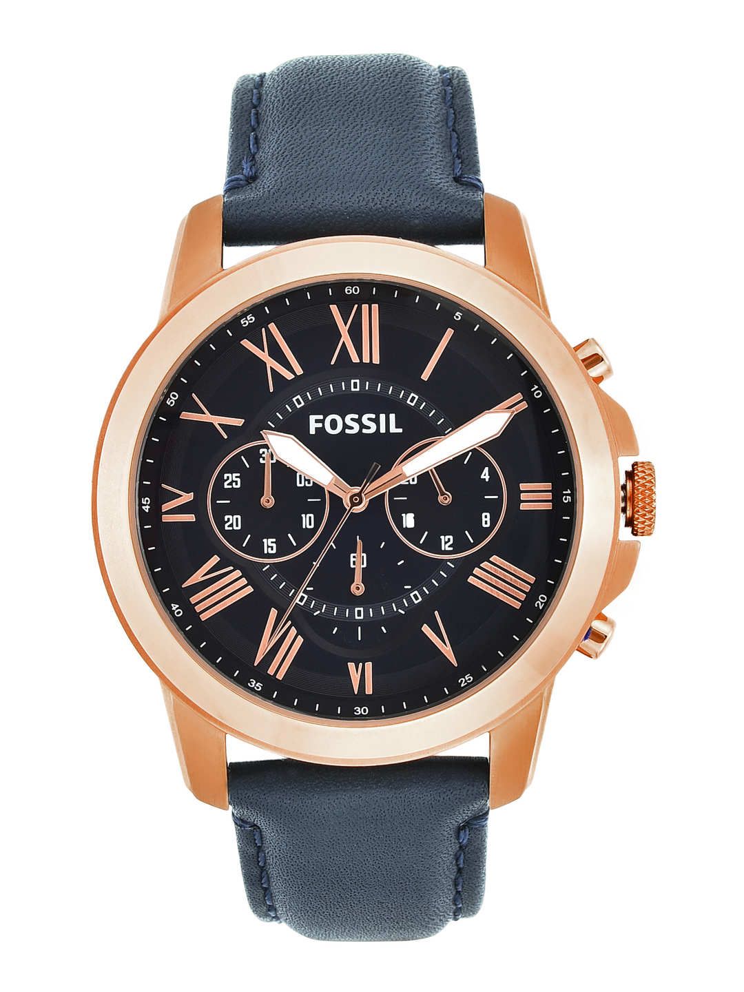 Buy Fossil Men Navy Dial Chronograph Watch FS4835 - Watches for