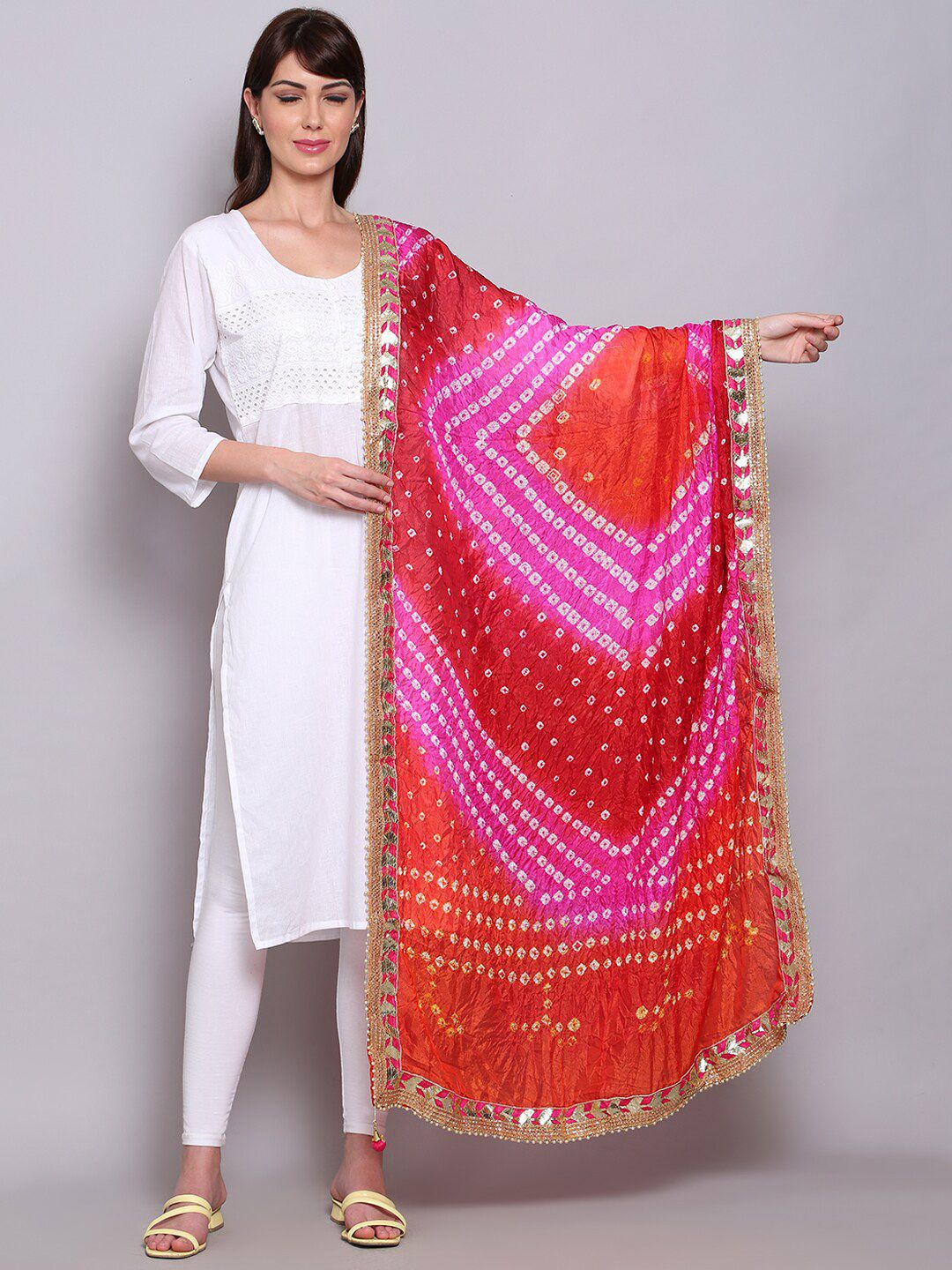 Miaz Lifestyle Multicoloured Printed Art Silk Bandhani Dupatta Price in India