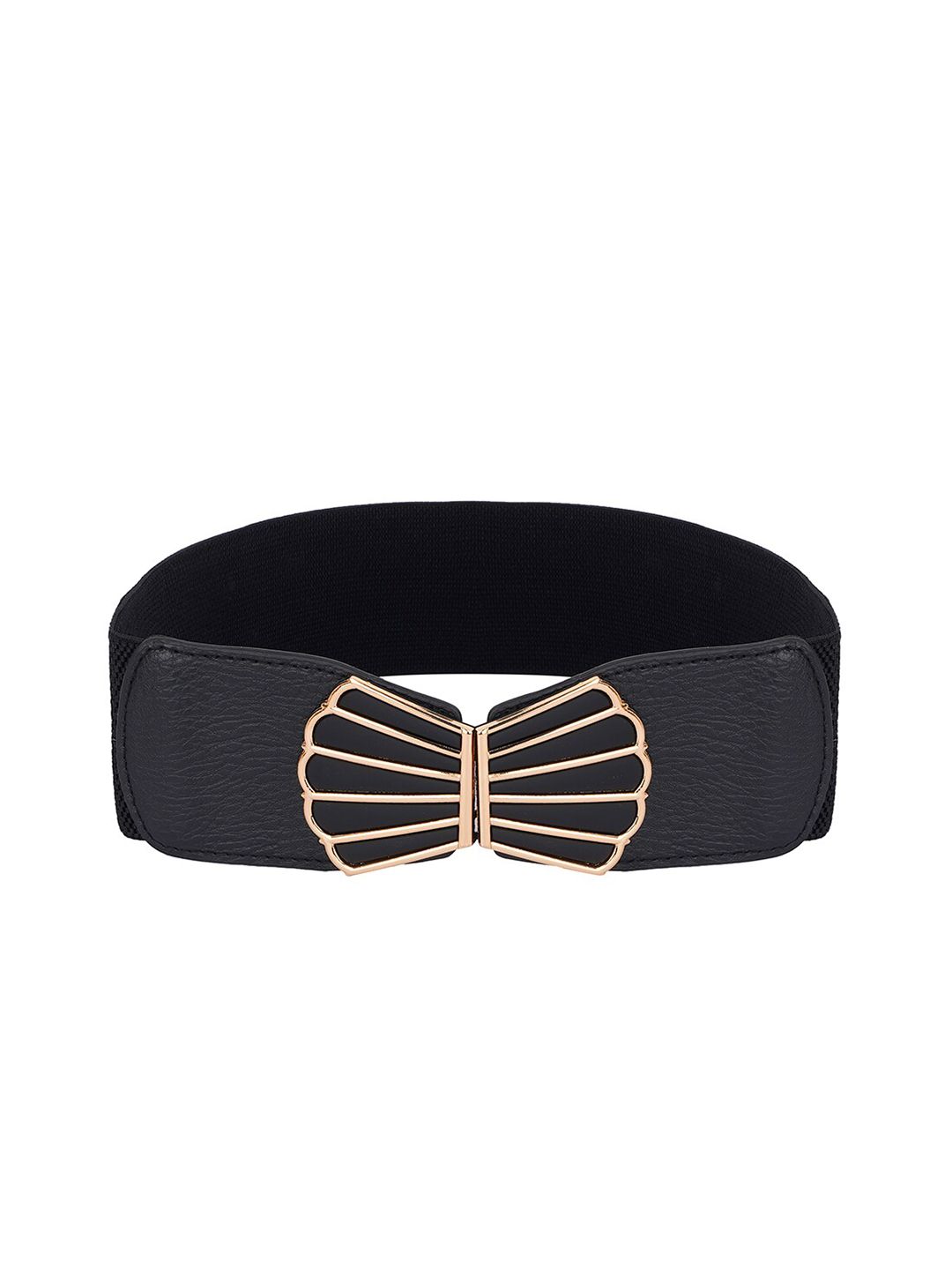 Style SHOES Women Black & Gold Textured Belt Price in India