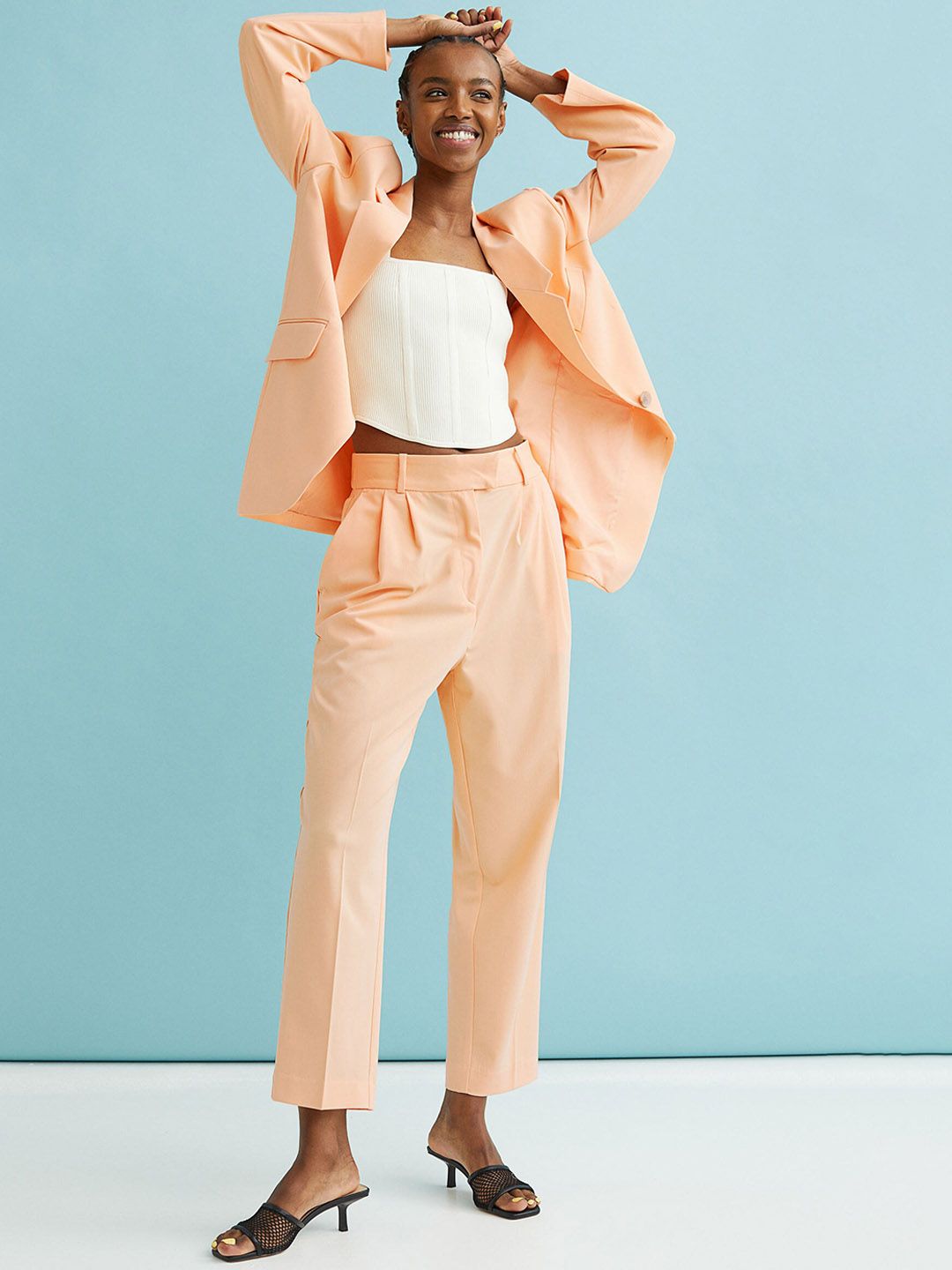 H&M Orange Ankle-Length Trousers Price in India