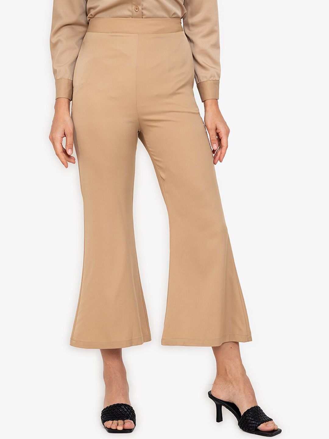 ZALORA WORK Women Beige Solid Trousers Price in India