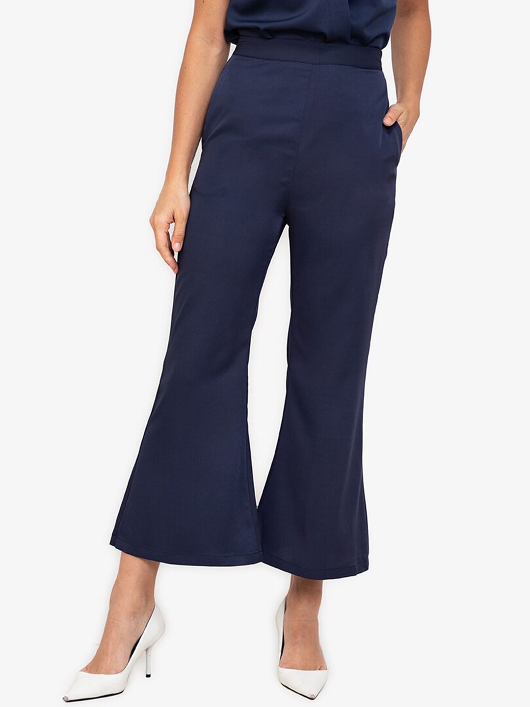 ZALORA WORK Women Navy Blue Trousers Price in India