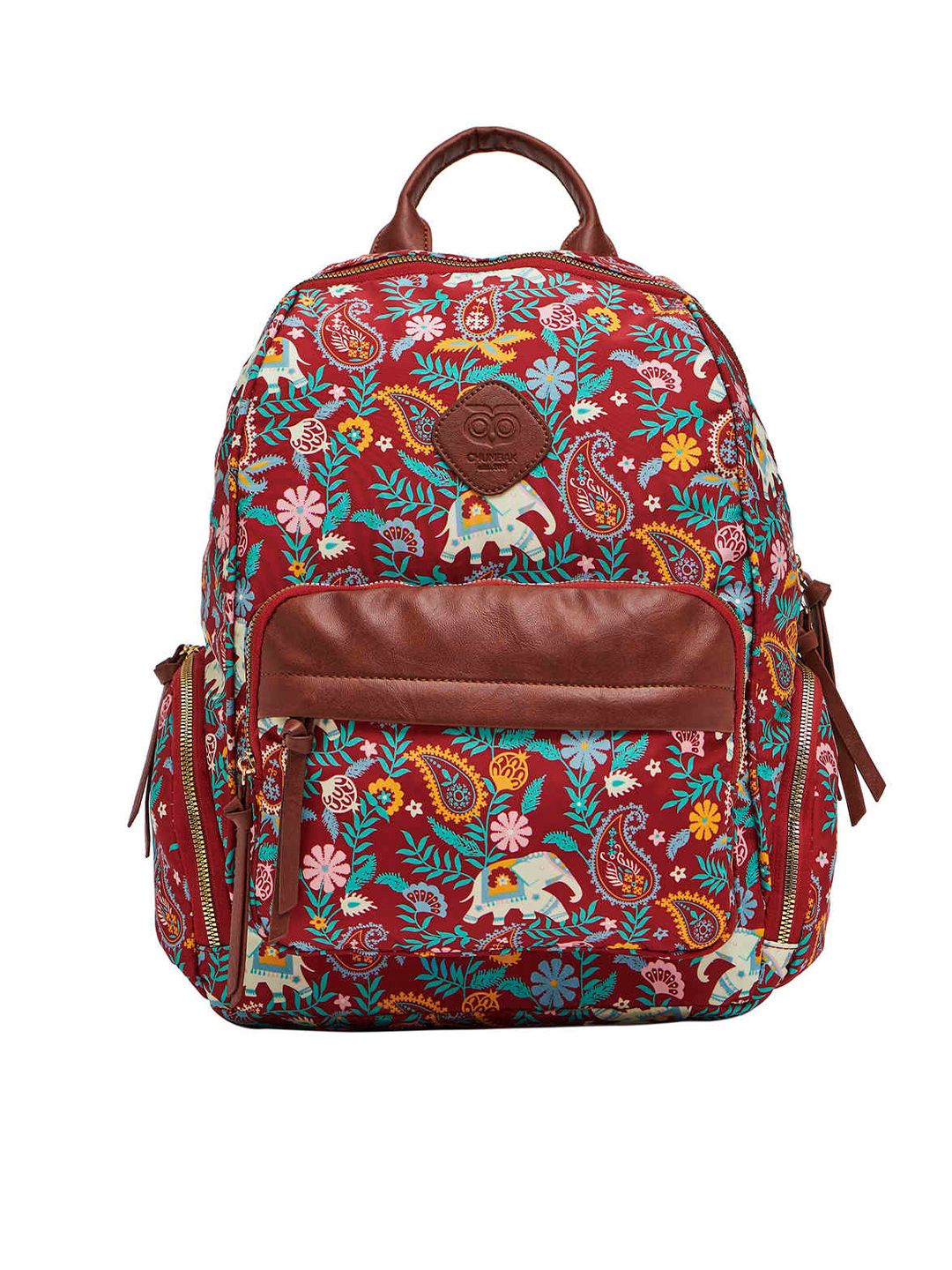 Chumbak Women Red & Blue Paisley Printed 15 Inch Laptop Backpack Price in India