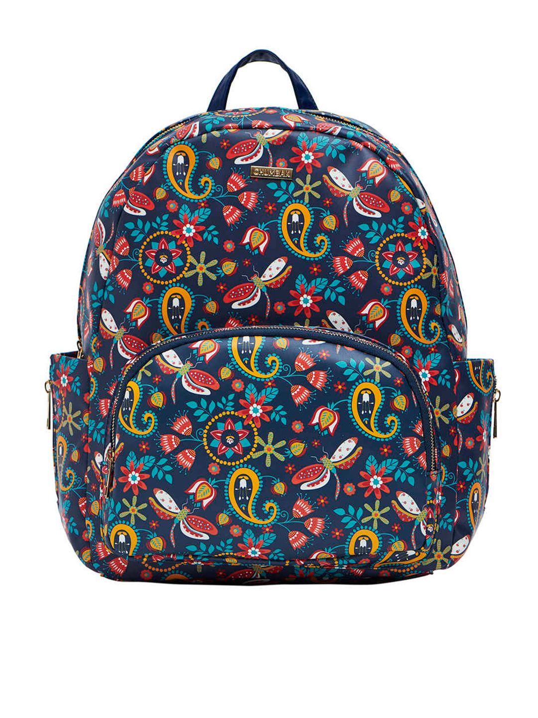 Chumbak Women Blue & Red Printed Backpack Price in India