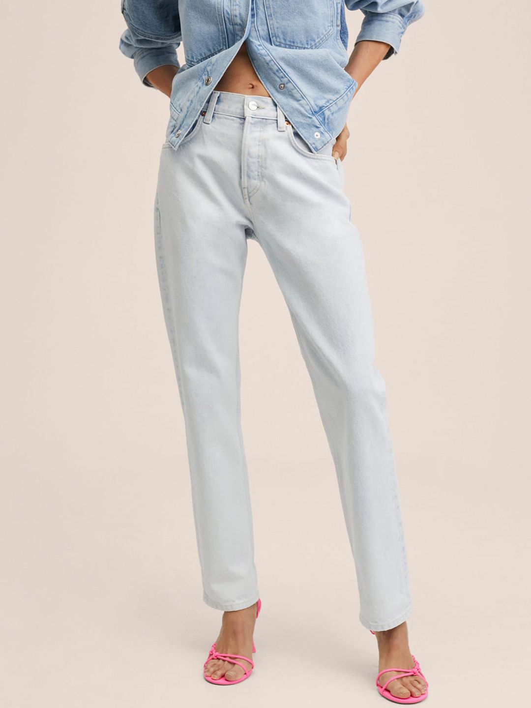 MANGO Women Blue Straight Fit Jeans Price in India