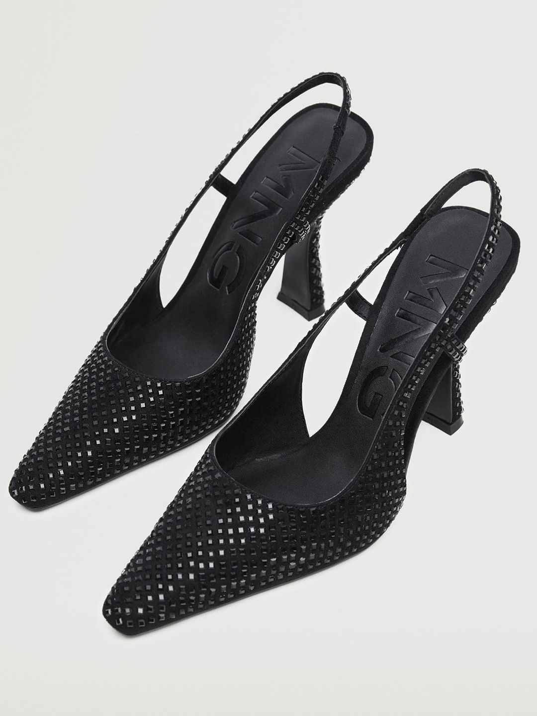 MANGO Black Embellished Party Pumps Price in India