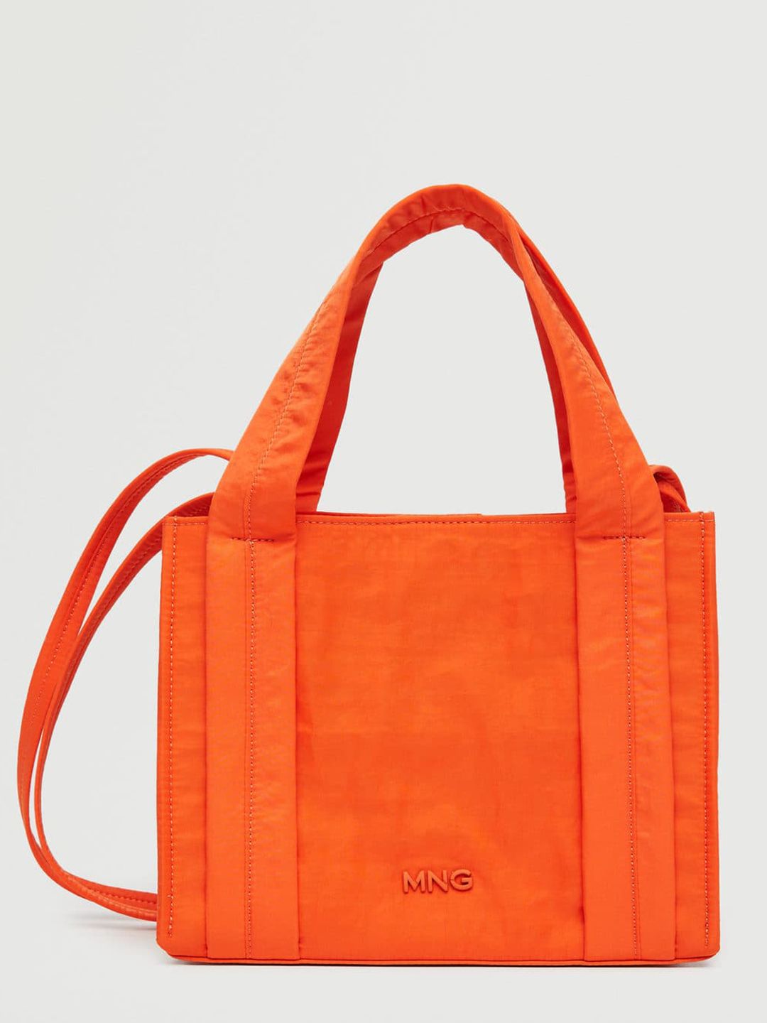 MANGO Orange Solid Structured Handheld Bag with Non-Detachable Shoulder Strap Price in India