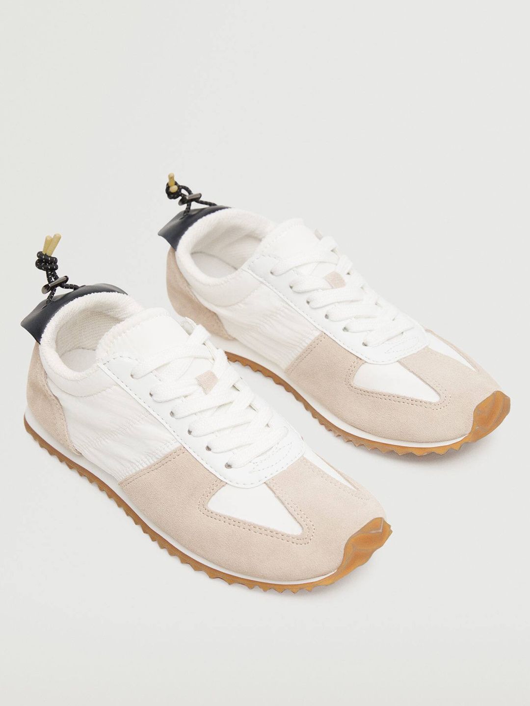 MANGO Women White & Beige Colourblocked Sneakers Price in India