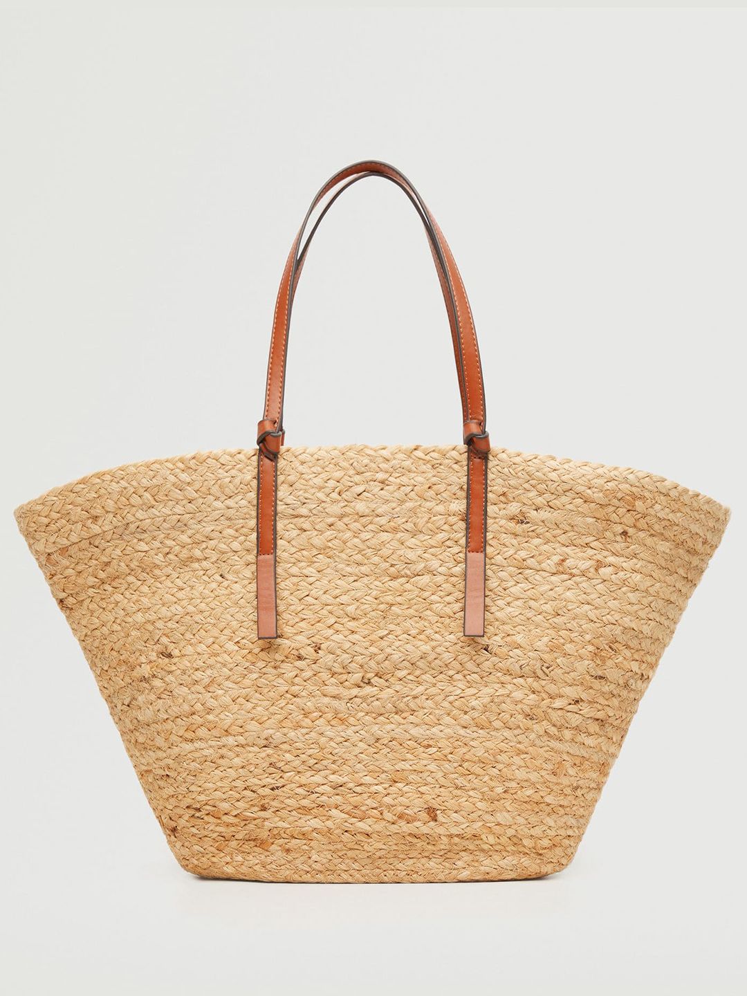 MANGO Beige Woven Bucket Shoulder Bag Price in India