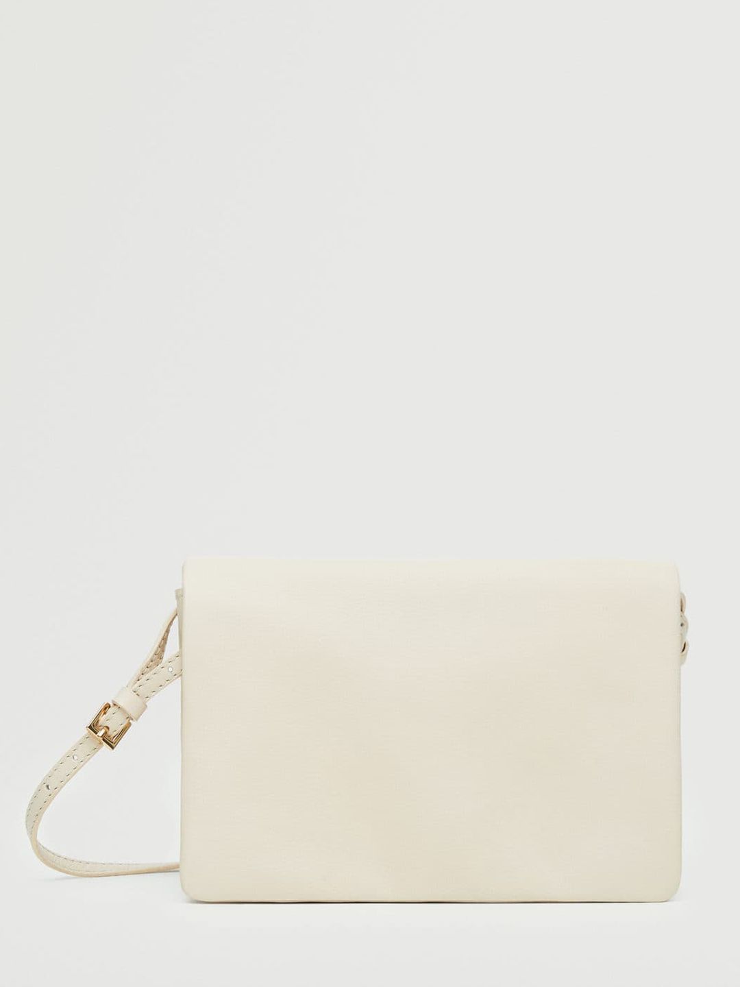 MANGO Off White Leather Structured Sling Bag Price in India