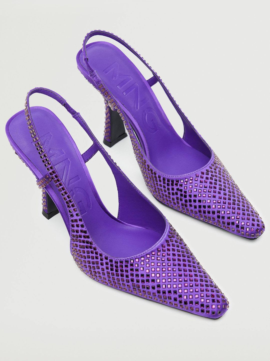 MANGO Women Purple Embellished Stiletto Pumps Price in India