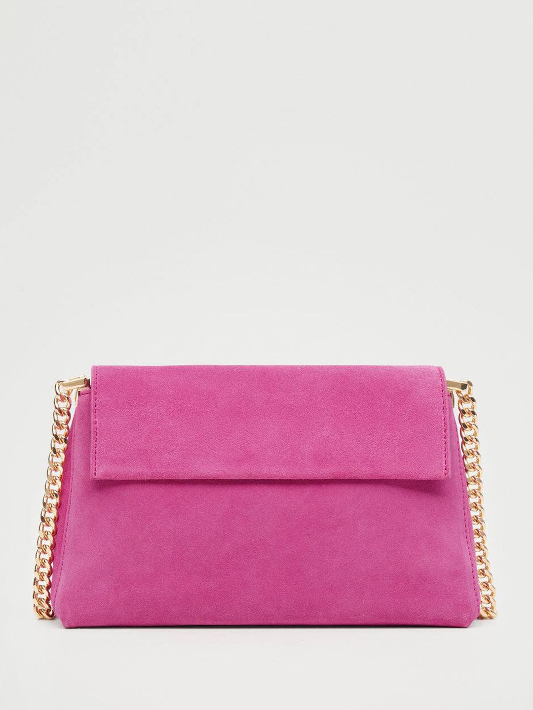 MANGO Women Magenta Solid Leather Structured Sling Bag Price in India