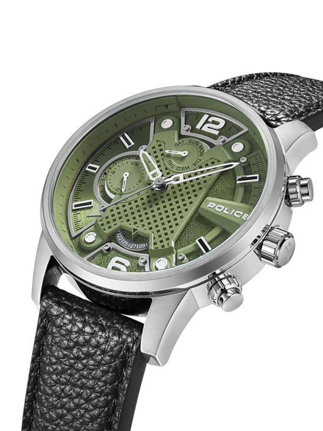 Orologio Uomo Police PEWJF2203305 – Quarzo, Cassa Acciaio 45mm, Quadrante Verde, Cinturino In Pelle