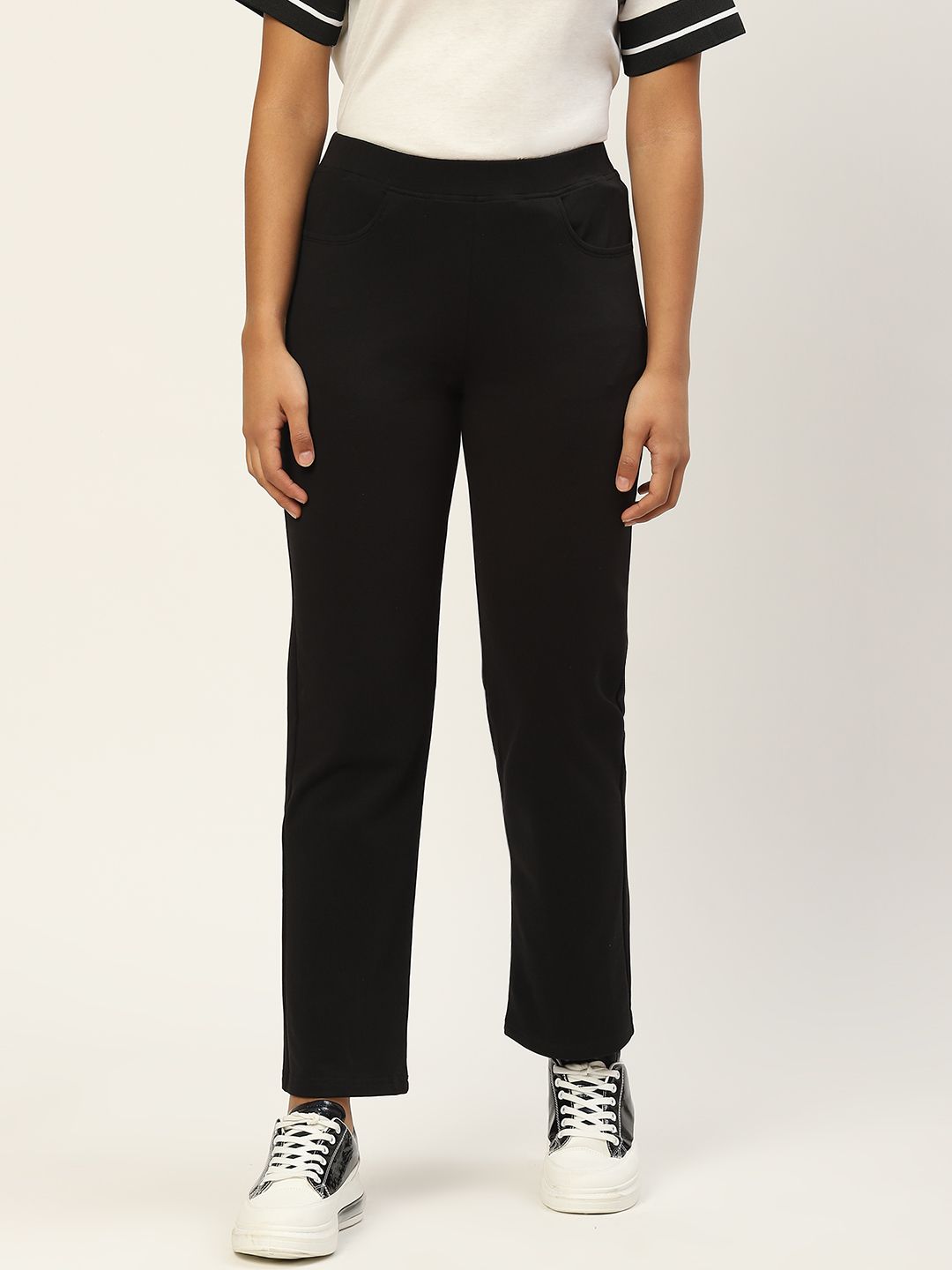 BRINNS Women Black Smart Trousers Price in India