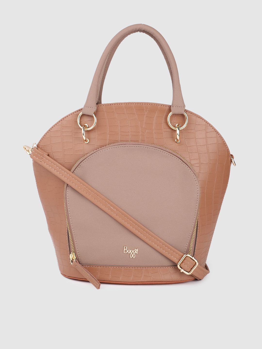 Baggit Women Tan Textured Bucket Handheld Bag Price in India