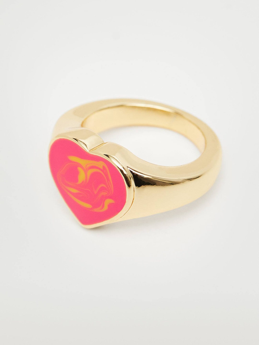 MANGO Women Gold-Toned & Pink Heart Shaped Finger Ring Price in India