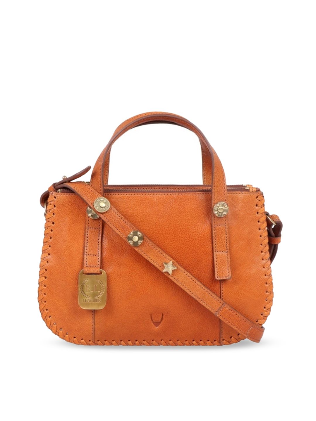 Hidesign Women Tan Leather Structured Handheld Bag Price in India
