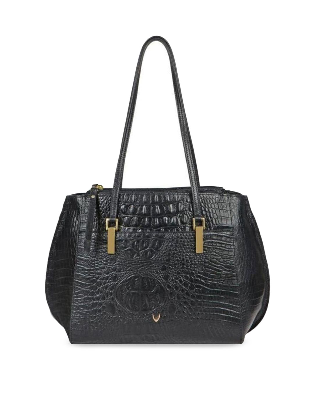 Hidesign Black Animal Leather Structured Shoulder Bag with Tasselled Price in India