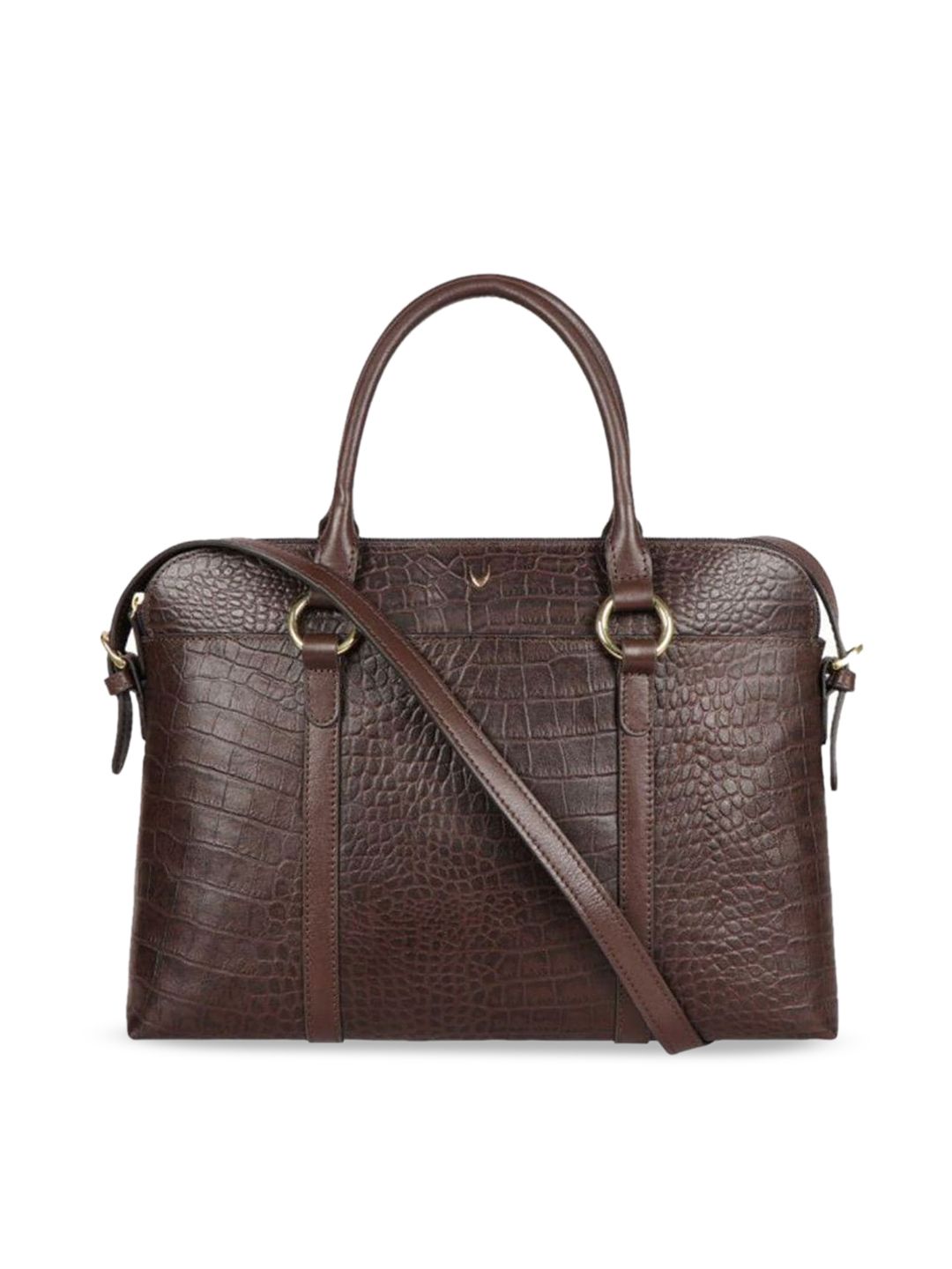 Hidesign Brown Textured Leather Oversized Structured Satchel Price in India
