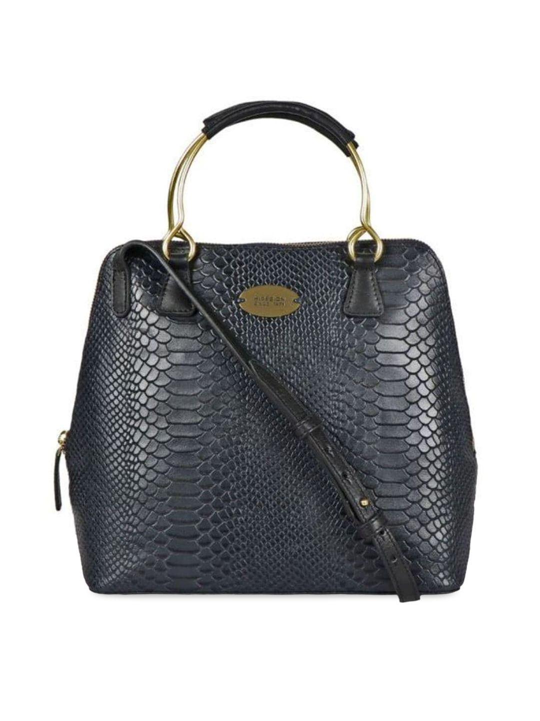 Hidesign Women Blue Animal Textured Leather Structured Handheld Bag Price in India